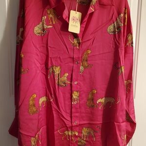 Entro Pink Leopard Print Blouse